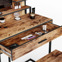 Vicco Tavolo da toeletta Legno antico 80 cm con sedia