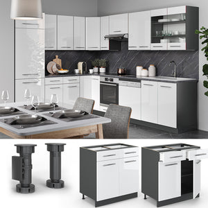 Vicco Mobiletto base per cucina Bianco lucido 80 cm , PL Marmo