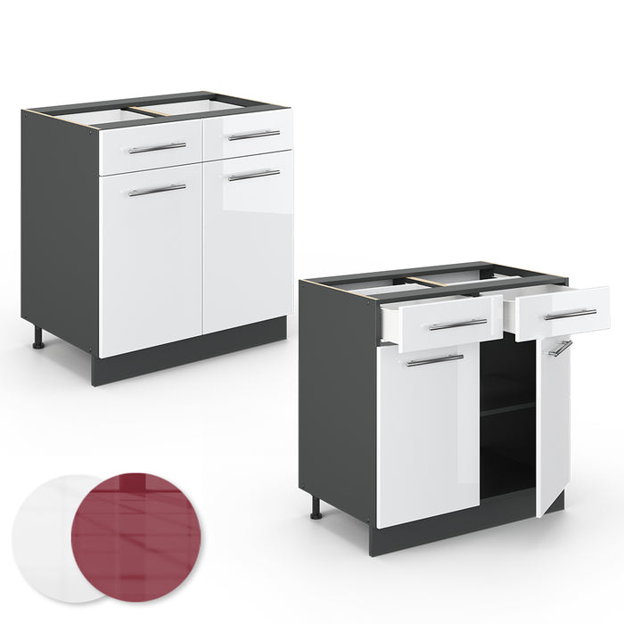 Vicco Mobiletto base per cucina Bianco lucido 80 cm , PL Marmo