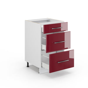 Vicco Cassettiera da bagno Rosso bordeaux lucido 50 x 82 cm senza piano di lavoro