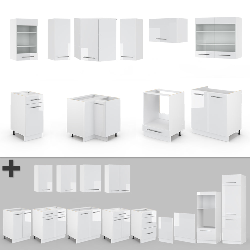 Vicco Cucina angolare completa Bianco lucido/bianco 160 x 190 cm , PL Marmo