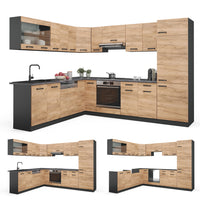 Vicco Cucina angolare completa Quercia dorata/antracite 227 x 287 cm , PL Antracite