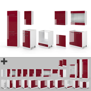 Vicco Cucina componibile Bordeaux lucido/bianco 300 cm , PL Marmo