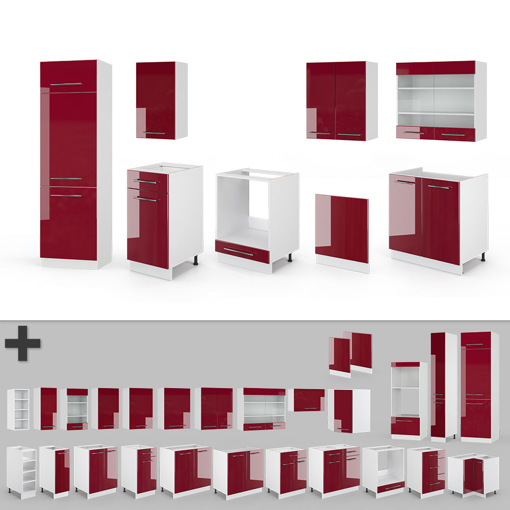 Vicco Cucina componibile Bordeaux lucido/bianco 300 cm , PL Antracite