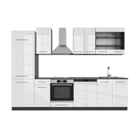 Vicco Cucina componibile Bianco lucido/antracite 300 cm senza piano di lavoro