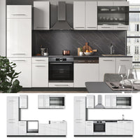Vicco Cucina componibile Bianco lucido/antracite 300 cm , PL Marmo