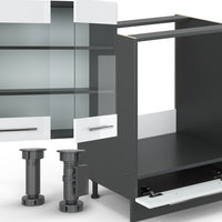 Vicco Cucina componibile Bianco lucido/antracite 300 cm , PL Rovere