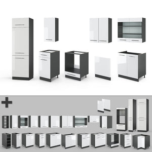 Vicco Cucina componibile Bianco lucido/antracite 300 cm , PL Rovere