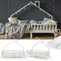 Vitalispa Letto montessori bambini Bianco 90x200 cm con materasso