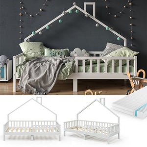 Vitalispa Letto montessori bambini Bianco 90x200 cm con materasso