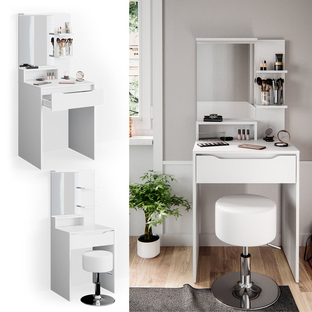 Vicco Tavolo da toeletta Bianco 60 cm con sgabello
