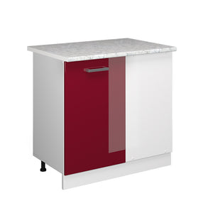Vicco Armadio universale ad angolo Rosso bordeaux lucido 86 cm con anta, con piano di lavoro