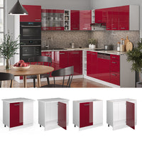 Vicco Mobile ad angolo cucina Rosso lucido 86 cm , PL Marmo