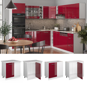 Vicco Mobile ad angolo cucina Rosso lucido 86 cm , PL Marmo