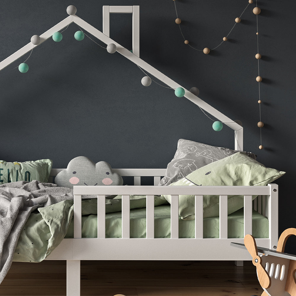 Vitalispa Letto montessori bambini Bianco 90x200 cm con materasso