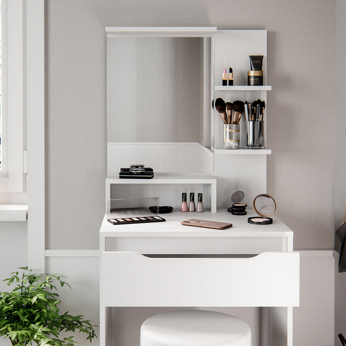 Vicco Tavolo da toeletta Bianco 60 cm con sgabello