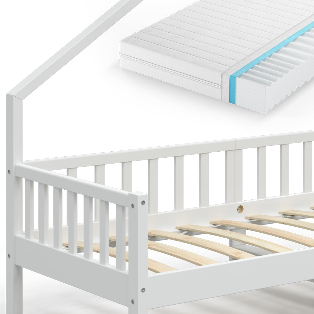 Vitalispa Letto montessori bambini Bianco 90x200 cm con materasso