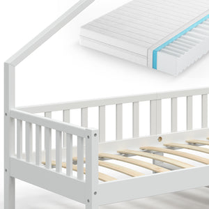 Vitalispa Letto montessori bambini Bianco 90x200 cm con materasso