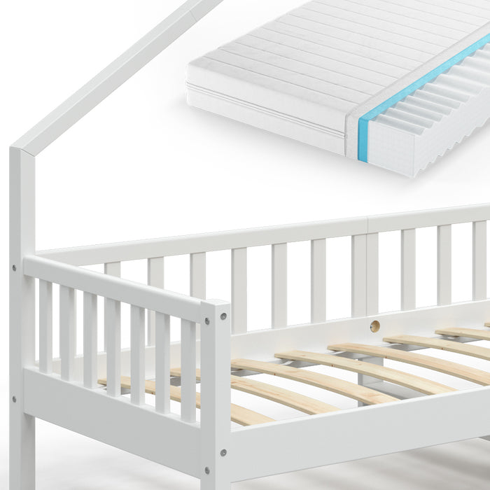 Vitalispa Letto montessori bambini Bianco 90x200 cm con materasso
