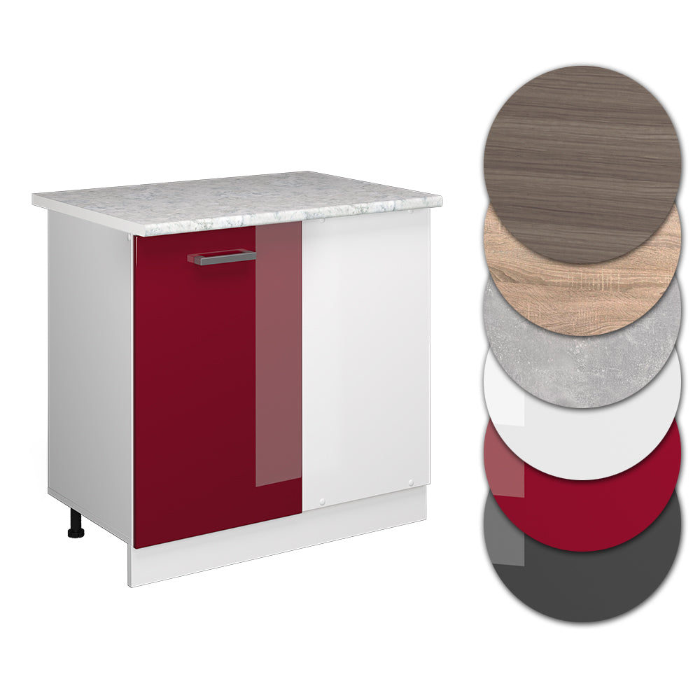 Vicco Mobile ad angolo cucina Rosso lucido 86 cm , PL Marmo