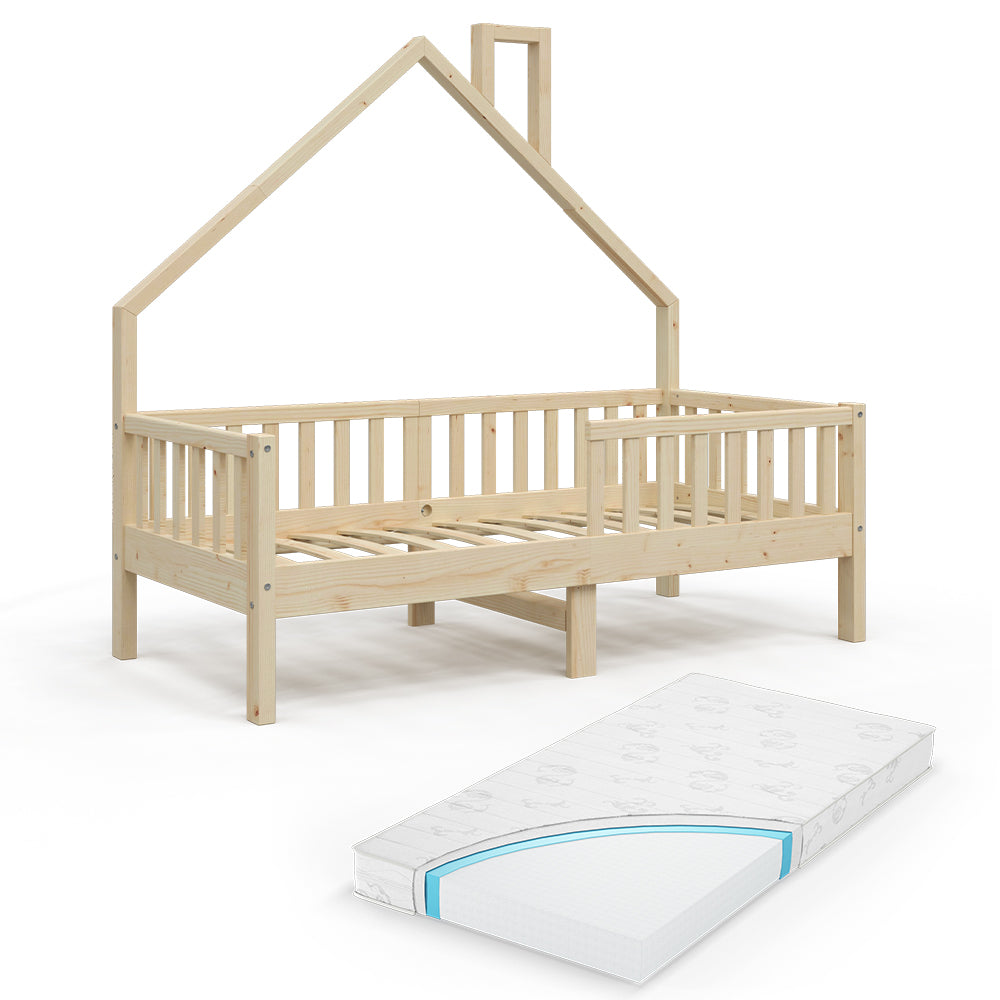 Vitalispa Letto montessori bambini Legno naturale 80x160 cm con materasso