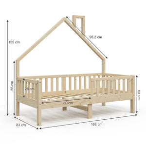 Vitalispa Letto montessori bambini Legno naturale 80x160 cm con materasso