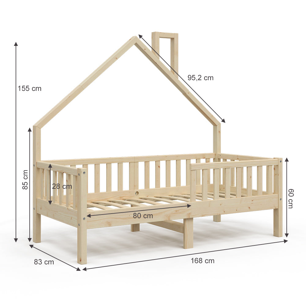 Vitalispa Letto montessori bambini Legno naturale 80x160 cm