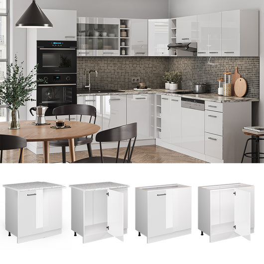 Vicco Mobile ad angolo cucina Bianco lucido 86 cm , PL Marmo