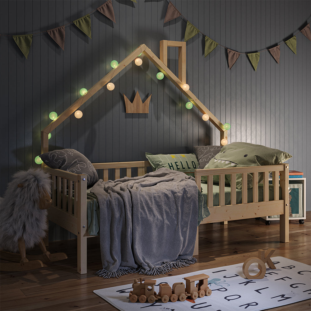 Vitalispa Letto montessori bambini Legno naturale 80x160 cm con materasso