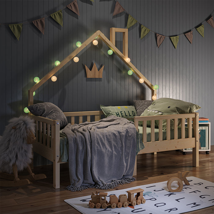 Vitalispa Letto montessori bambini Legno naturale 80x160 cm con materasso