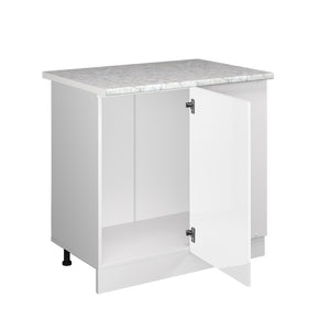 Vicco Mobile ad angolo cucina Bianco lucido 86 cm , PL Marmo