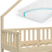 Vitalispa Letto montessori bambini Legno naturale 80x160 cm con materasso