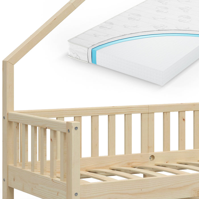 Vitalispa Letto montessori bambini Legno naturale 80x160 cm con materasso