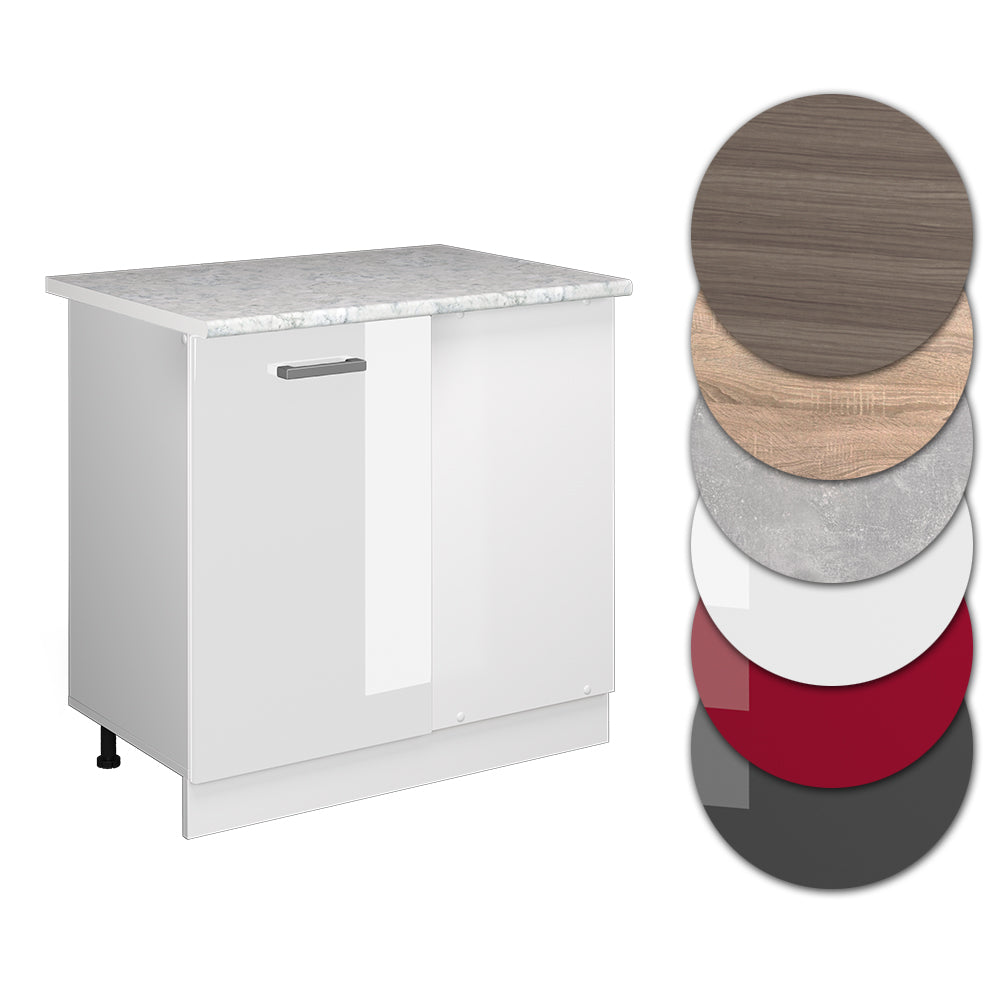 Vicco Mobile ad angolo cucina Bianco lucido 86 cm , PL Marmo