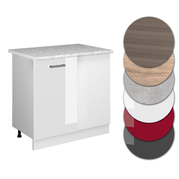 Vicco Mobile ad angolo cucina Bianco lucido 86 cm , PL Marmo