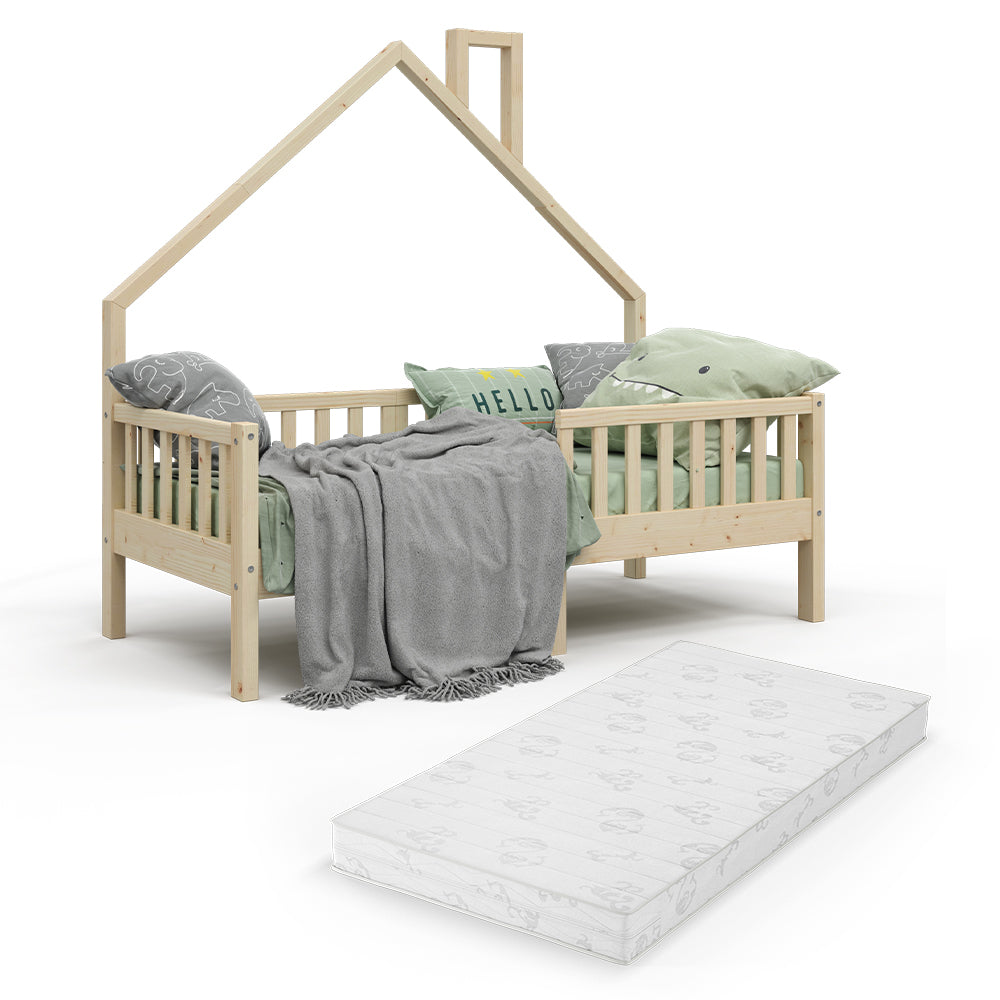 Vitalispa Letto montessori bambini Legno naturale 80x160 cm con materasso