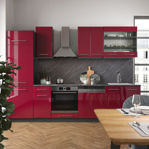 Vicco Cucina componibile Bordeaux lucido/antracite 300 cm , PL Antracite