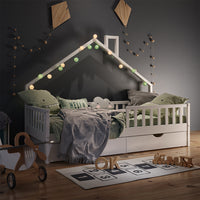 Vitalispa Letto montessori bambini Bianco 90x200 cm con 2 cassetti