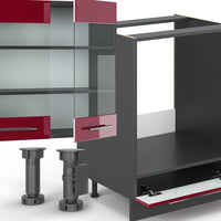 Vicco Cucina componibile Bordeaux lucido/antracite 300 cm , PL Rovere