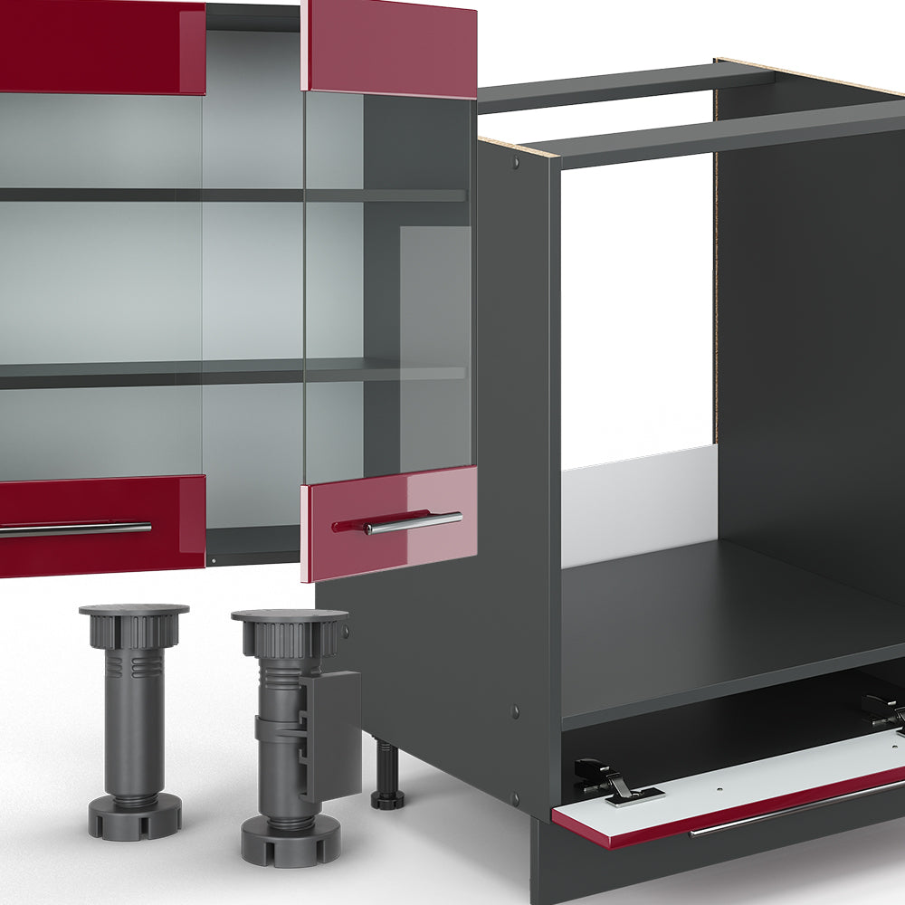 Vicco Cucina componibile Bordeaux lucido/antracite 300 cm , PL Antracite