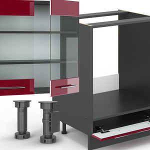 Vicco Cucina componibile Bordeaux lucido/antracite 300 cm , PL Marmo