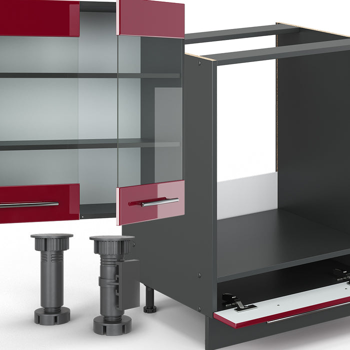 Vicco Cucina componibile Bordeaux lucido/antracite 300 cm , PL Marmo