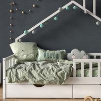 Vitalispa Letto montessori bambini Bianco 90x200 cm con 2 cassetti e materasso