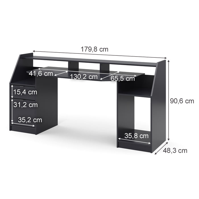 Vicco Scrivania computer Nero 179.8 x 65.5 cm
