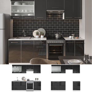 Vicco Cucina componibile Antracite lucido/bianco 240 cm , PL Antracite