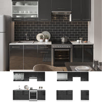 Vicco Cucina componibile Antracite lucido/bianco 240 cm , PL Marmo