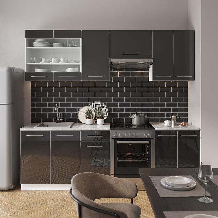 Vicco Cucina componibile Antracite 240 cm senza piano di lavoro