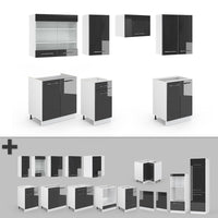 Vicco Cucina componibile Antracite 240 cm senza piano di lavoro