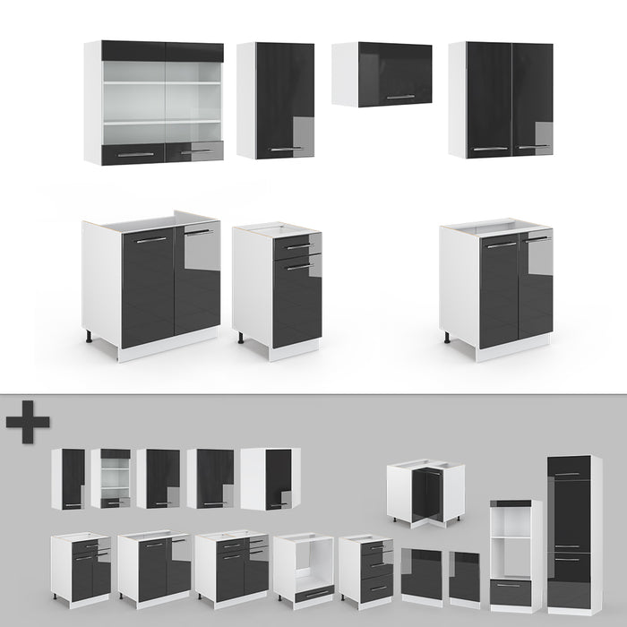 Vicco Cucina componibile Antracite 240 cm senza piano di lavoro