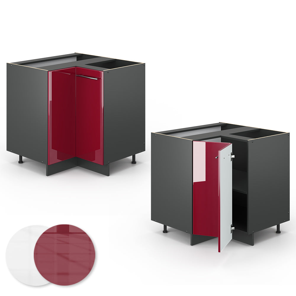 Vicco Mobile ad angolo cucina Rosso bordeaux lucido 80.5 cm senza piano di lavoro